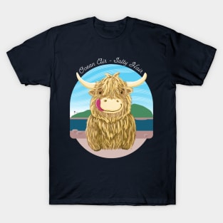 Scottish Highland Cow Ocean Air, Salty Hair T-Shirt